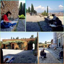 Drawing and Paintingen plein air in Florence, San Miniato Church