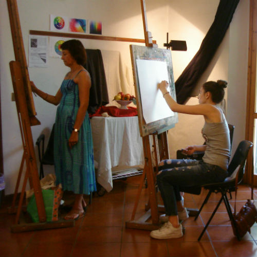 drawing in the studio
